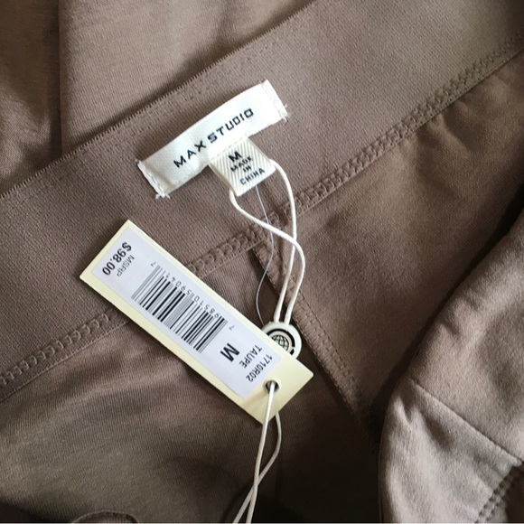 Max Studio legging pants Pull on Tan High Waist Skinny Stretch size m new - Picture 6 of 6
